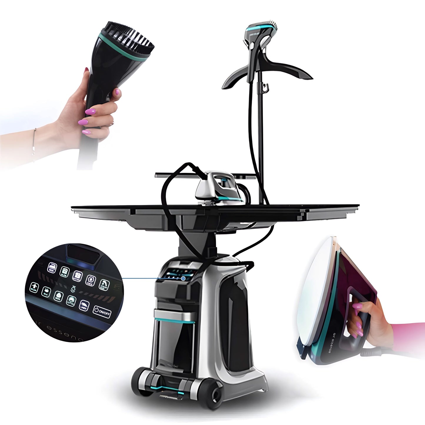 Air Essence LuminaSteam Elysium Max 150 g/min- system do prasowania 2w1, parownica do ubrań, uniwersalne żelazko parowe, czarny
